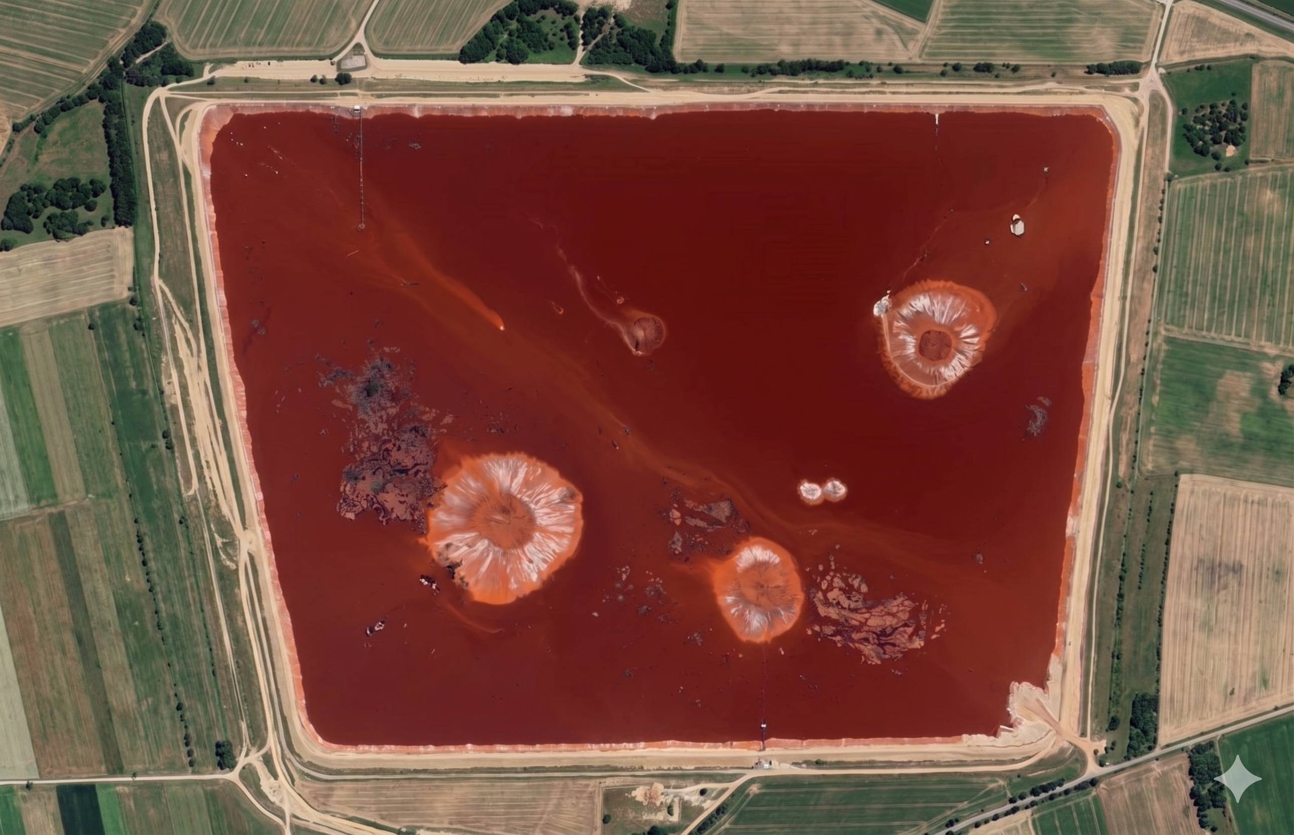 Red mud pond aerial view